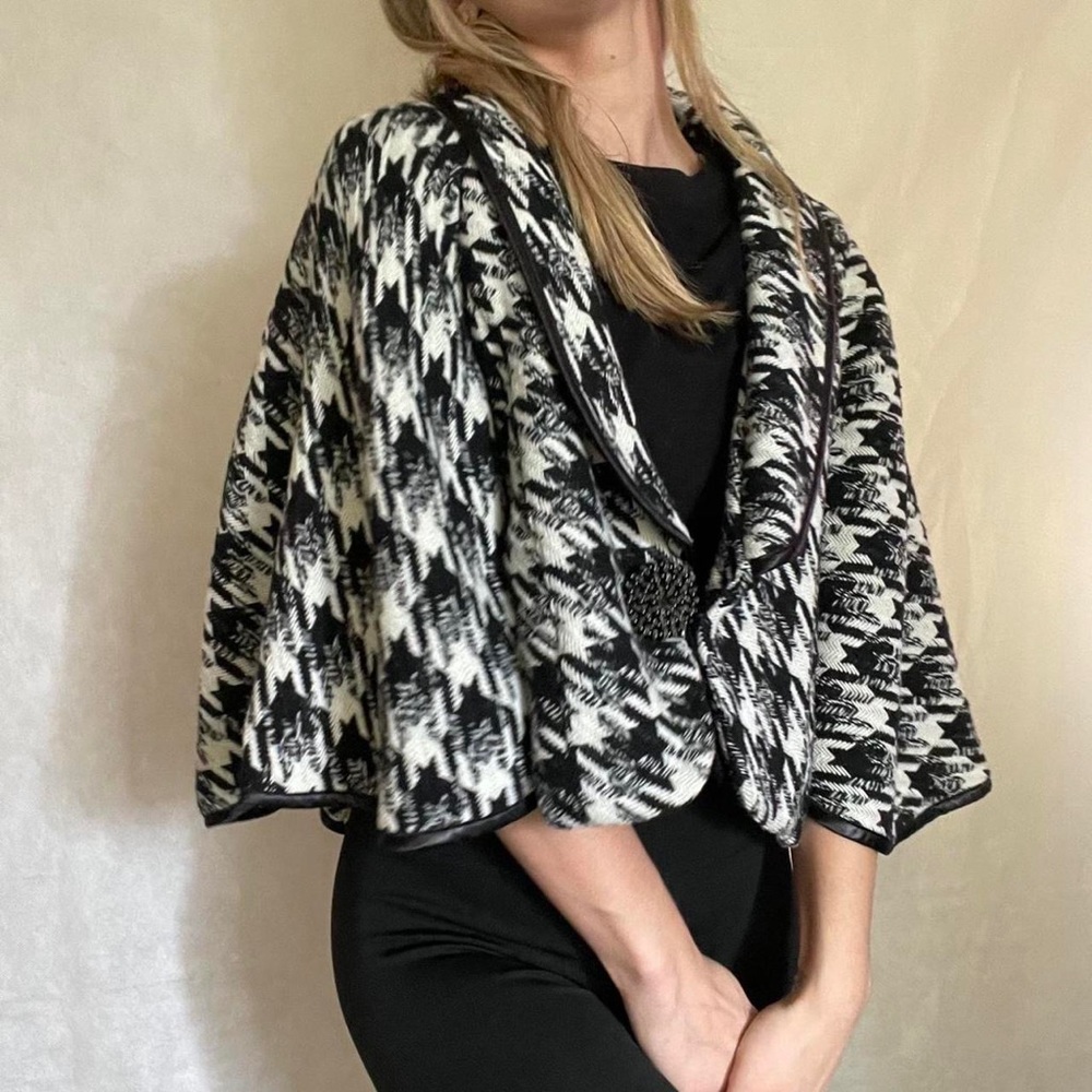Vertigo Paris - black and white poncho style coat / shawl jacket